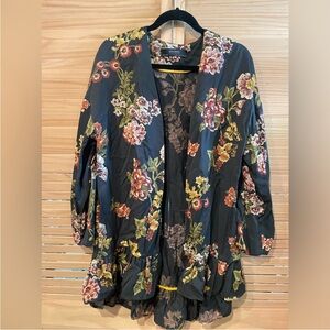Zara Black Floral Long Sleeve Top